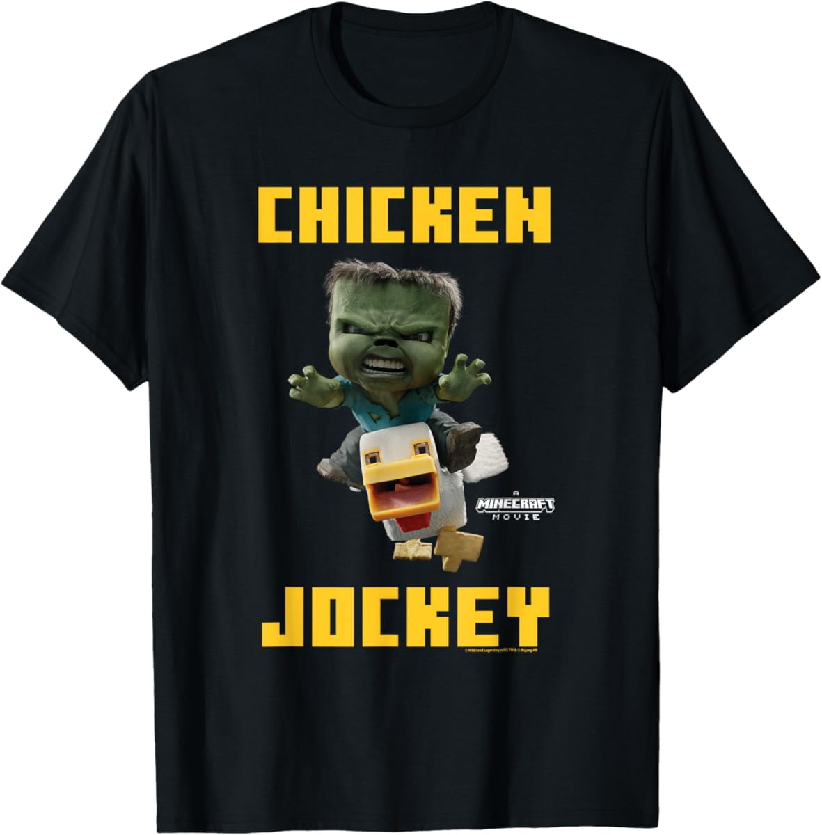 Vintage A Minecraft Movie Chicken Jockey Baby Zombie Logo T-Shirt Best ...