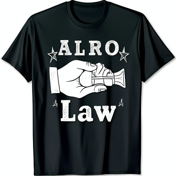 Vintage ALRO Law Black T-Shirt with Bold Design & Cartoon