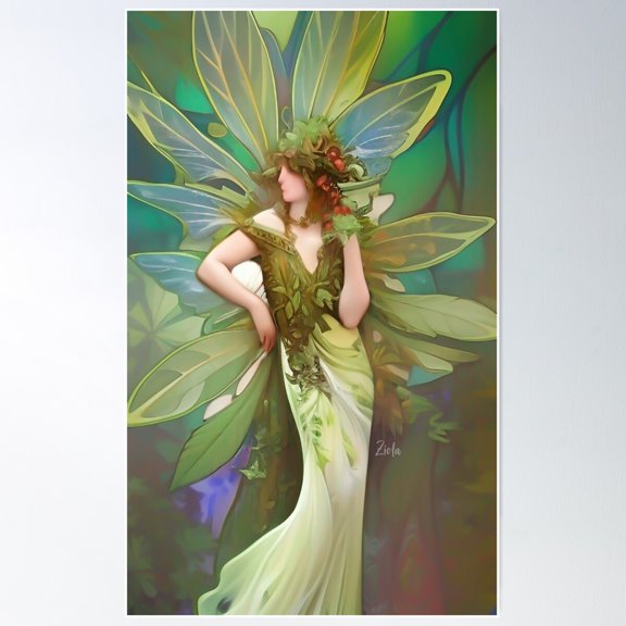 Vintage Absinthe Art Deco Green Fairy Poster Wall Art, Modern Wall Decor For Living Room Bedroom, 12x18 UNFRAMED