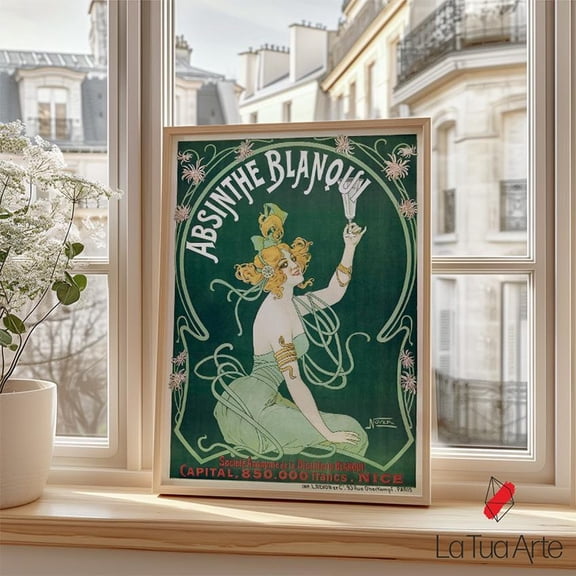 Vintage Absinthe Blanqui Poster: Art Nouveau Alcohol Print