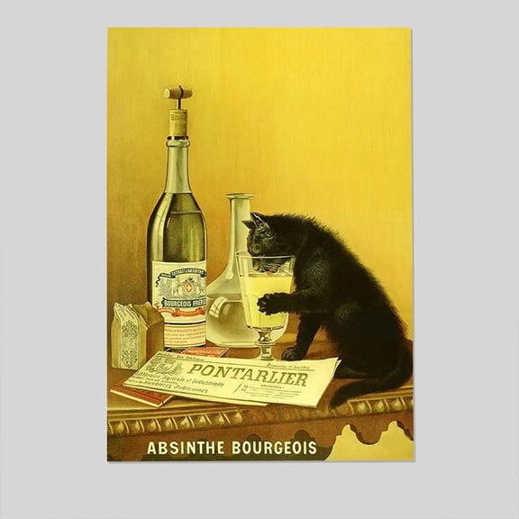 Vintage Absinthe Cat Poster, One Sheet Wall Size 24''x36''-Gategoo