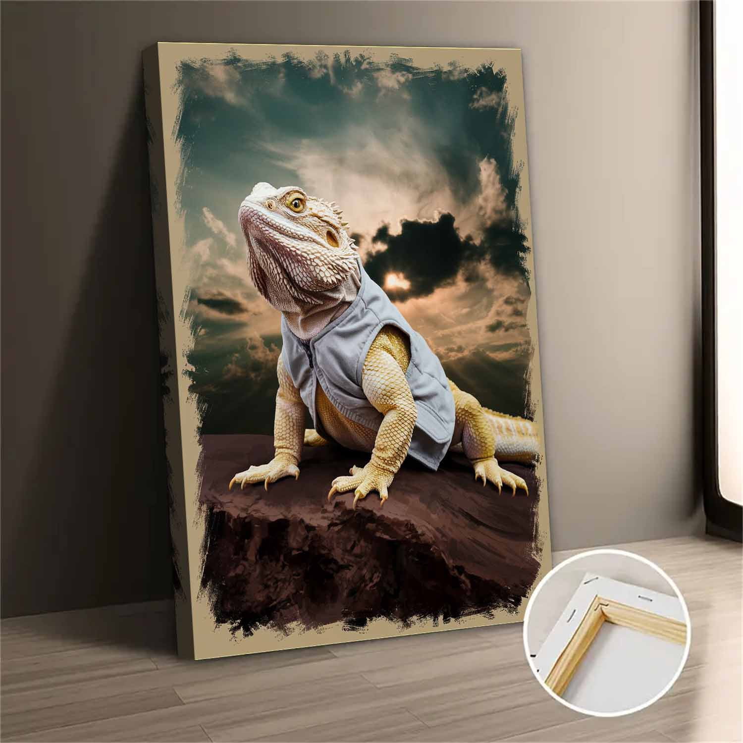 Vintage Abstract Bearded Dragon Canvas Wall Art Print for Bedroom ...