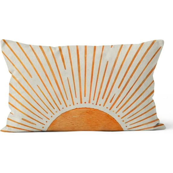 Vintage Abstract Boho Sun Decorative Pillowcase Throw Pillow Cover, Minimalist Art Sunrise Sunshine for Sofa Bed Room Home Bohemia Decor 12 x 20 Inch Pillow Case
