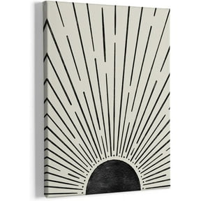 Vintage Abstract Boho Sun Framed Canvas Painting Wall Art Decor, Bohemia Boho Sunrise Sunshine Wall Art Artwork Home Decoration For Living Room Yoga Bedroom Bathroom 11x14 Inch (Black)