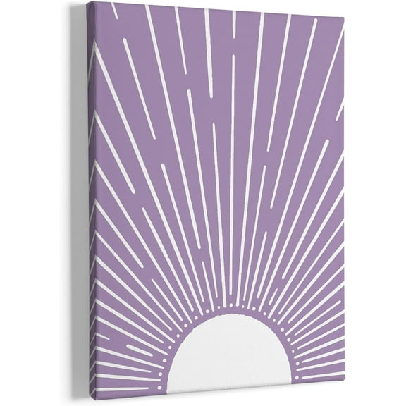 Vintage Abstract Boho Sun Framed Canvas Painting Wall Art Decor, Bohemia Boho Sunrise Sunshine Wall Art Artwork Home Decoration For Living Room Yoga Bedroom Bathroom 11x14 Inch (purple)
