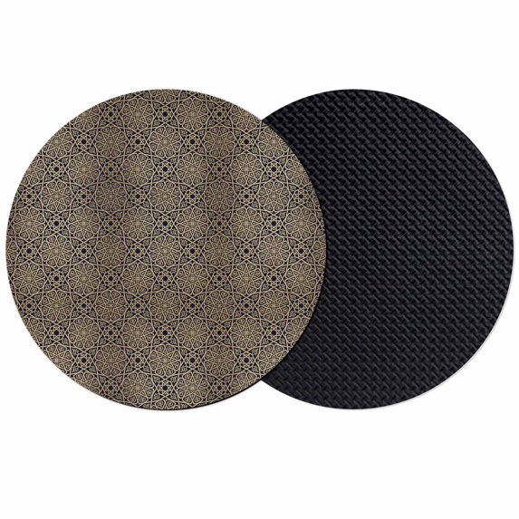 Vintage Abstract Coasters Set of 2, Absorbent Coasters for Drinks, Traditional Geometric Pattern Dark Brown Coaster for Desk Coffee Table Protection, Home Decor House Warming Gifts 4"
