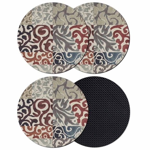 Vintage Abstract Coasters Set of 4, Absorbent Coasters for Drinks, Retro Classic Pattern Texture Light Brown Coaster for Desk Coffee Table Protection, Home Decor House Warming Gifts 4"