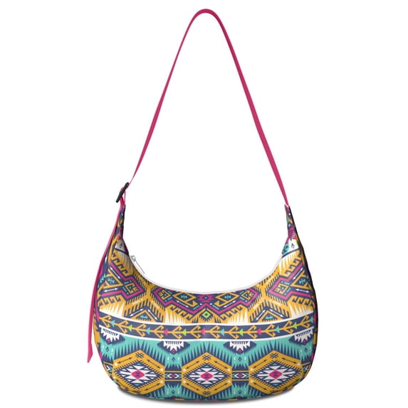 Vintage Abstract Crossbody Bag for Women Tribal Pattern Corduroy Shoulder Sling Purse Boho Adjustable Strap Bag for Travel Use