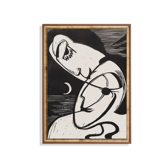 Vintage Abstract Figure Art Poster The Kiss, Rustic Wall Decor Home Decor, 24x36 UNFRAMED