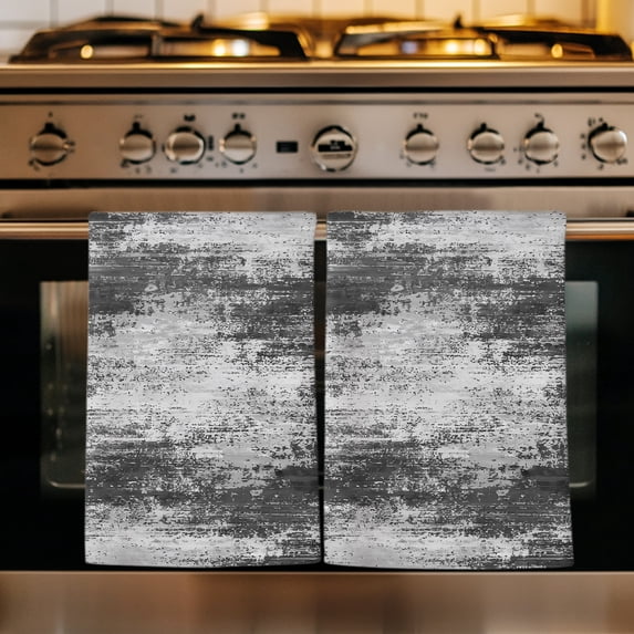 Vintage Abstract Kitchen Towels Set of 4, Minimalist Texture Art Black Gray Absorbent Dish Towels for Kitchen, Microfiber Hand Towel, Quick Drying Tea Towel for Cleaning Decorative Dishcloths