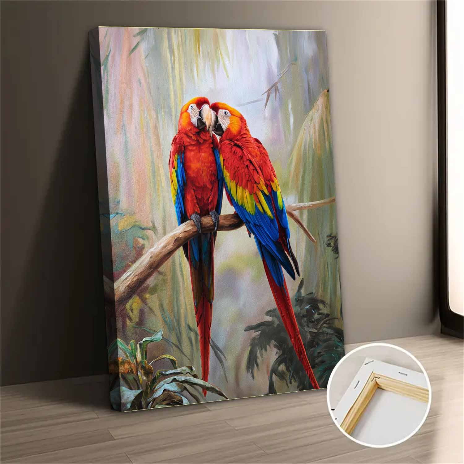 Picture of Vintage Abstract Macaw Canvas Wall Art Print for Bedroom Living Room ...