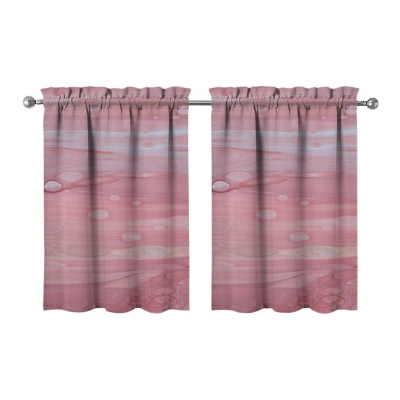 Vintage Abstract Oil Watercolor Tier Cafe Curtains for Bathroom Living RV Rod Pocket Window Drapes 36 Inch 2 Panels Set 28"x36" 2 Panels Window Treatment Tiers