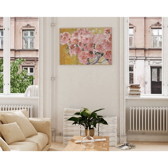 Vintage Abstract Pink Flowers Colorful Wall Art Eclectic Gallery Horizontal Decoration 6, Unframed Paper Poster 8x10in