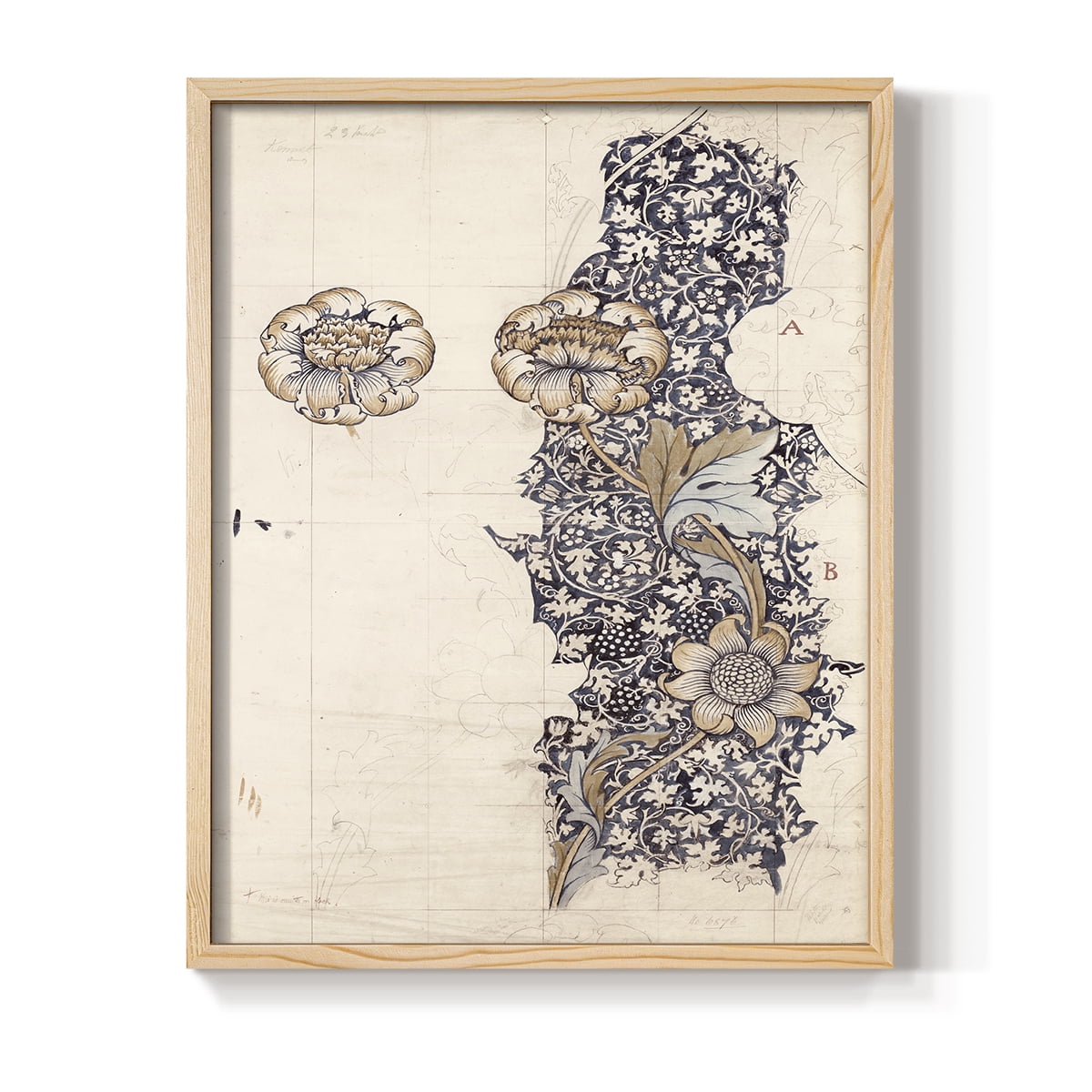 Vintage Abstract Print CXXVIII - 14in. x 11in. Vintage Framed Print in Natural Wood Frame