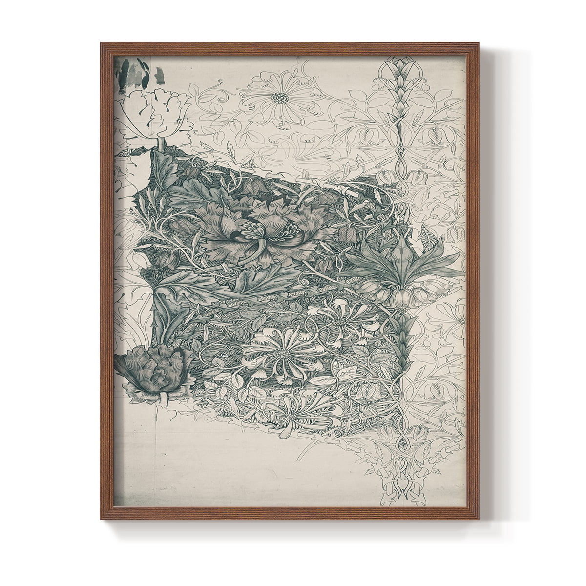 Vintage Abstract Print CXXXIII - 14in. x 11in. Vintage Framed Print in Walnut Wood Frame