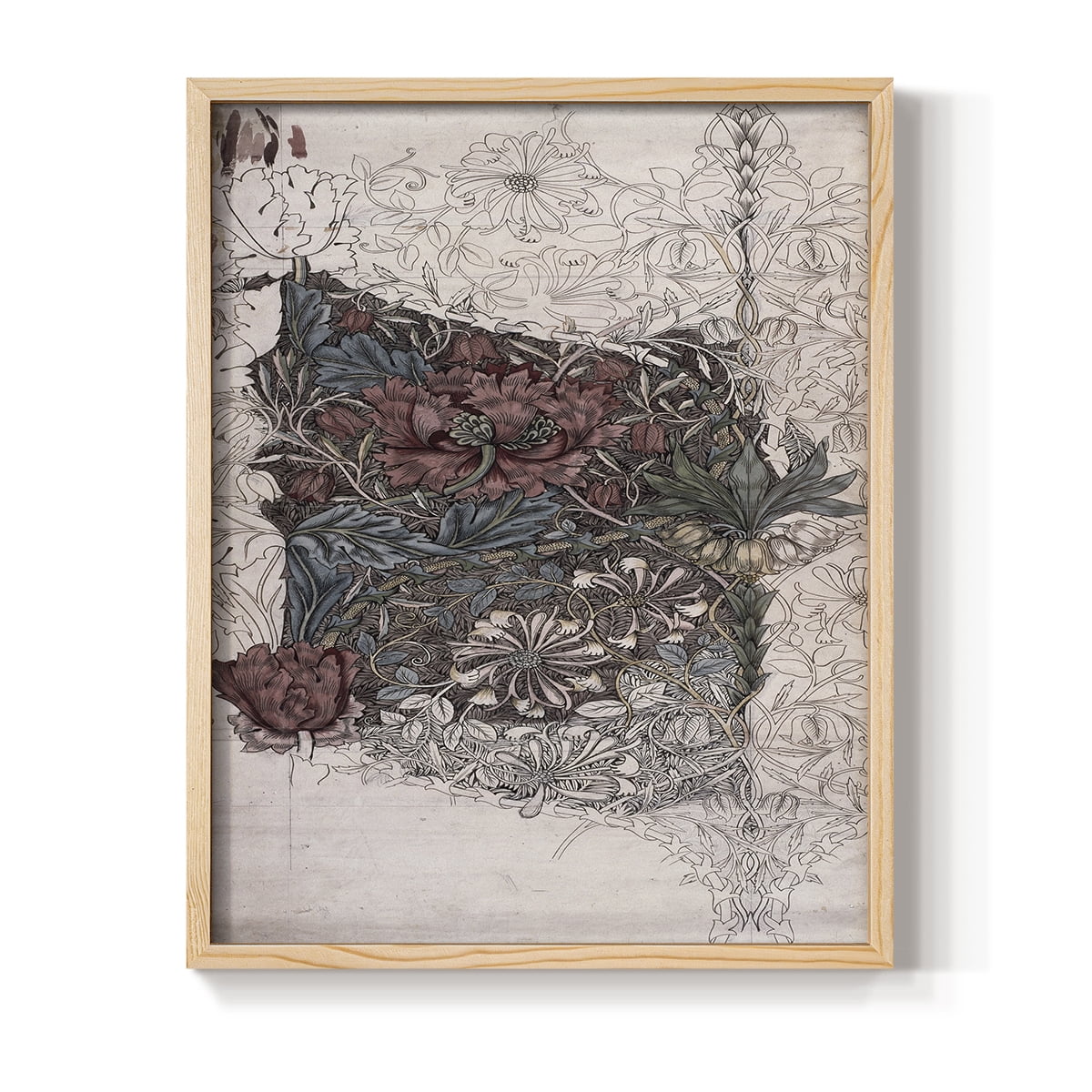 Vintage Abstract Print CXXXIV - 14in. x 11in. Vintage Framed Print in Natural Wood Frame