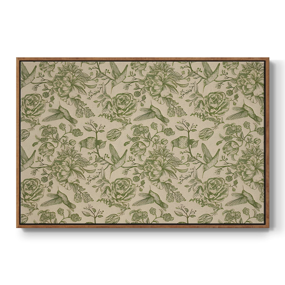 Vintage Abstract Print-I Framed in Walnut Wood Gallery Wrapped Canvas 27 in. x 41 in.