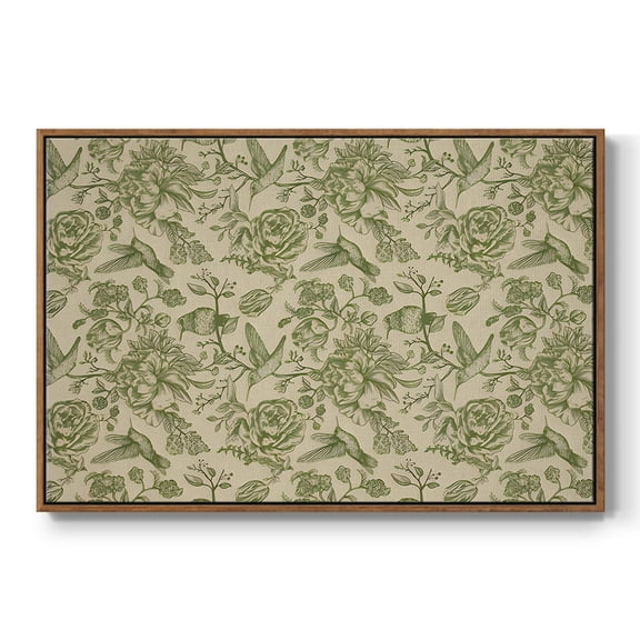 Vintage Abstract Print-I Framed in Walnut Wood Gallery Wrapped Canvas 27 in. x 41 in.