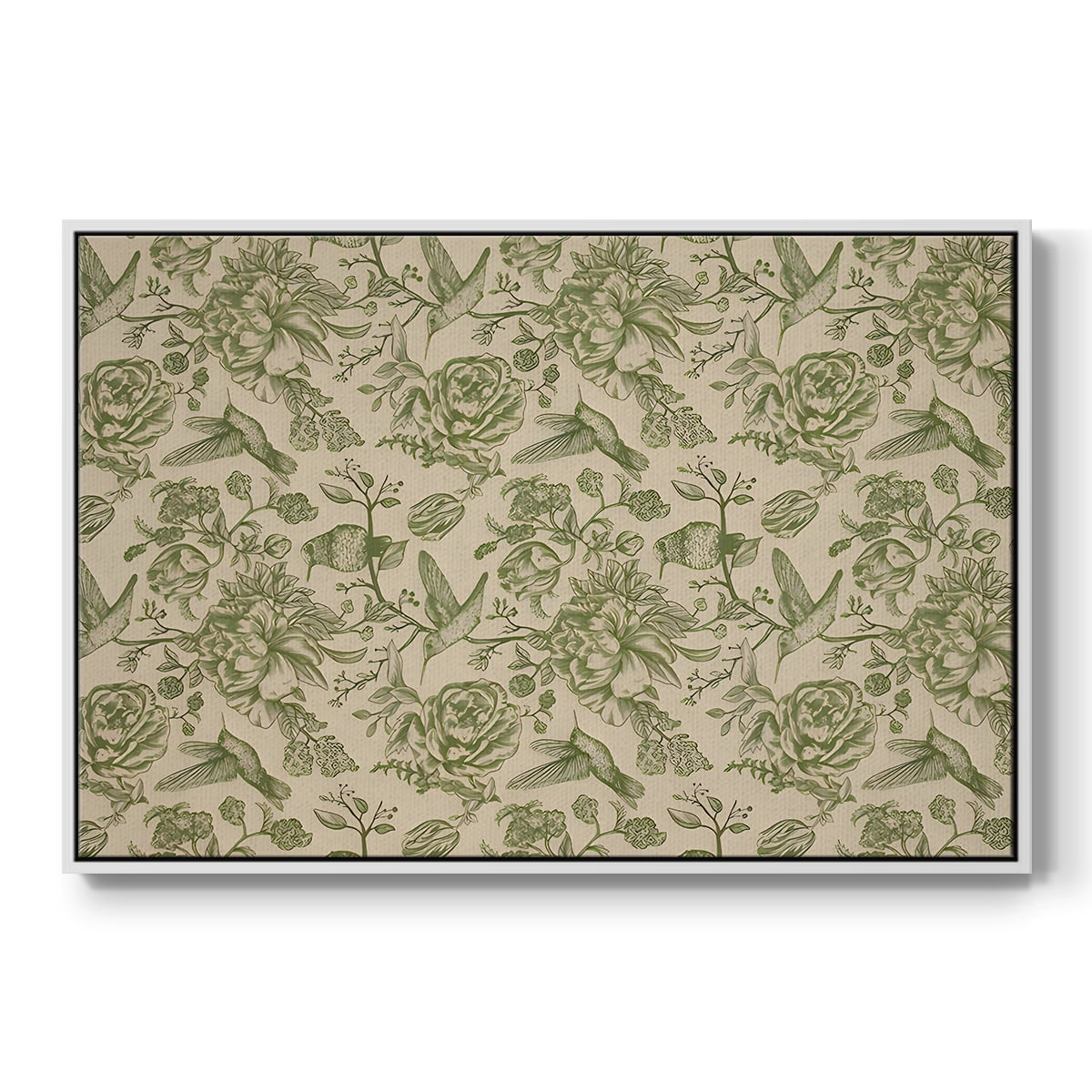 Vintage Abstract Print-I Framed in White Wood Gallery Wrapped Canvas 25 in. x 37 in.
