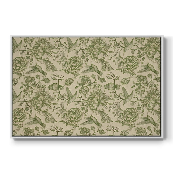 Vintage Abstract Print-I Framed in White Wood Gallery Wrapped Canvas 27 in. x 41 in.