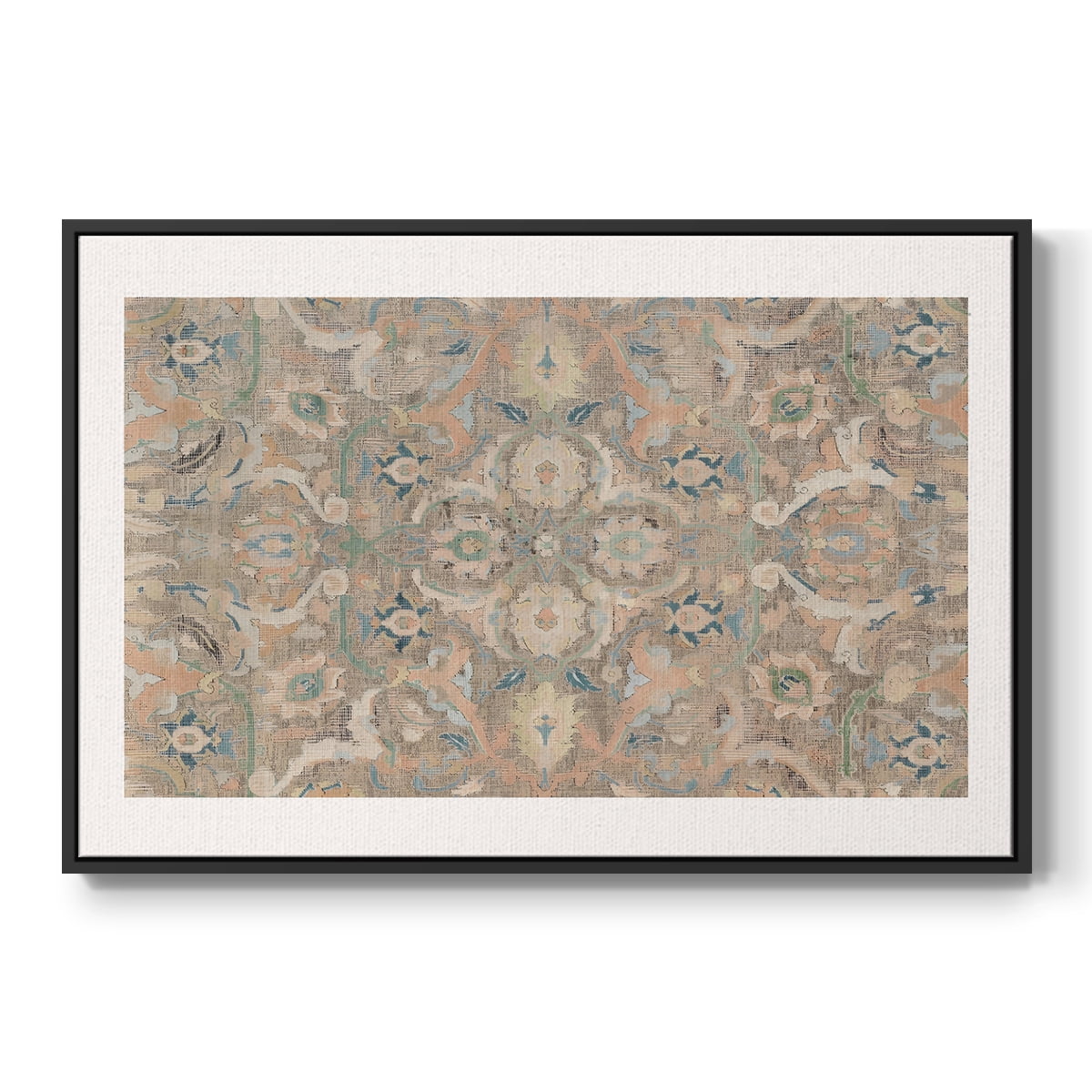 Vintage Abstract Print-II Framed in Black Wood Gallery Wrapped Canvas 17 in. x 25 in.