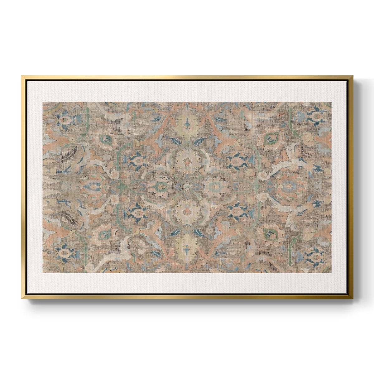 Vintage Abstract Print-II Framed in Gold Wood Gallery Wrapped Canvas 25 in. x 37 in.