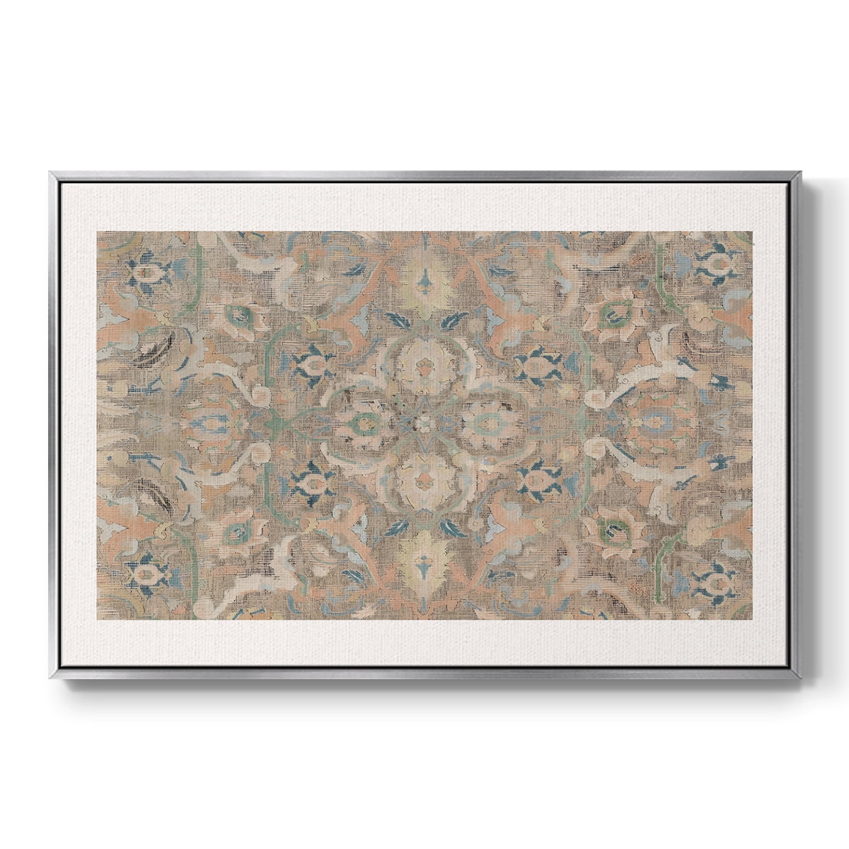 Vintage Abstract Print-II Framed in Silver Wood Gallery Wrapped Canvas 25 in. x 37 in.