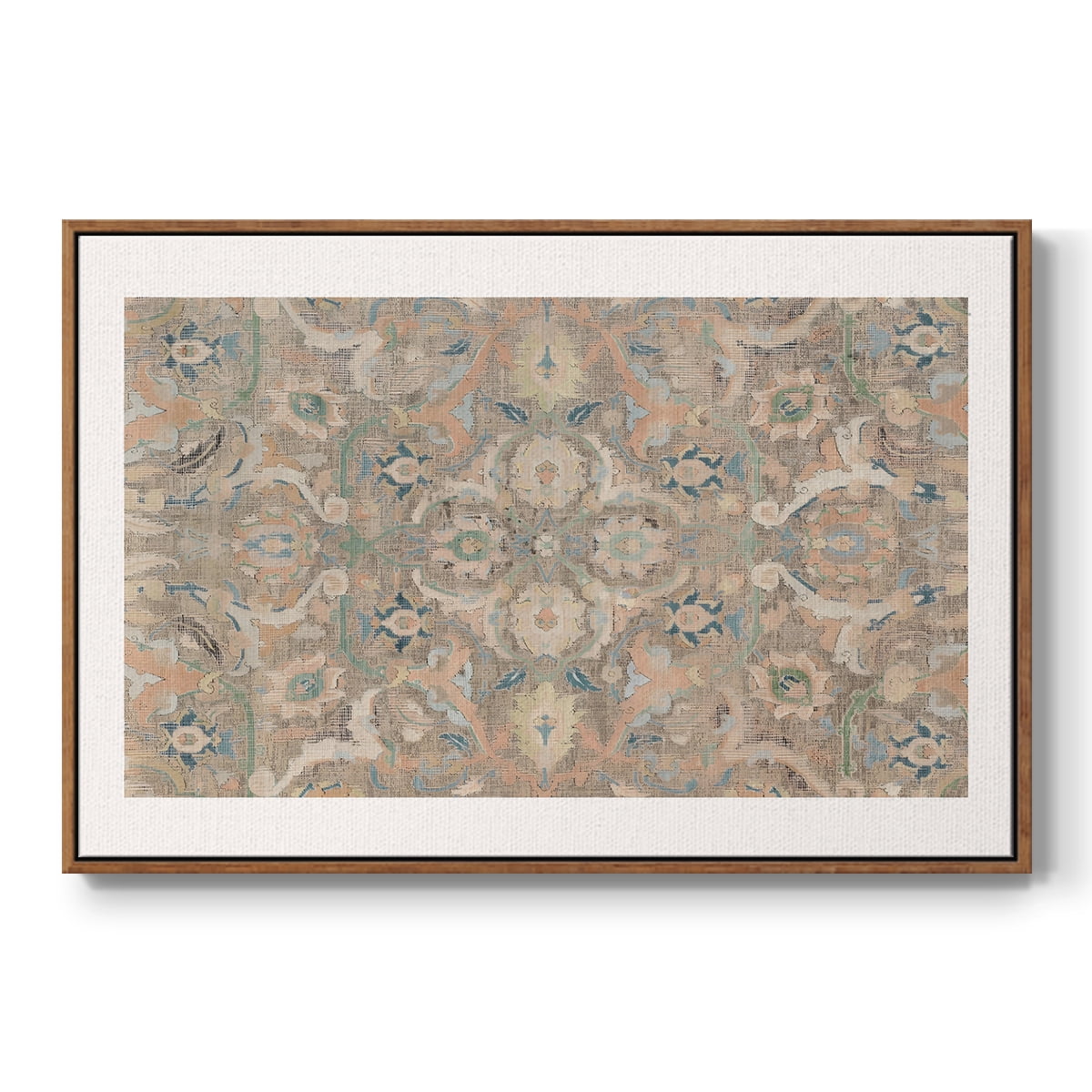 Vintage Abstract Print-II Framed in Walnut Wood Gallery Wrapped Canvas 17 in. x 25 in.