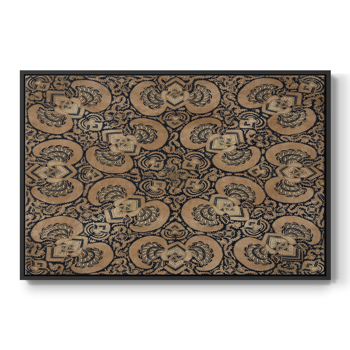 Vintage Abstract Print-III Framed in Black Wood Gallery Wrapped Canvas 25 in. x 37 in.