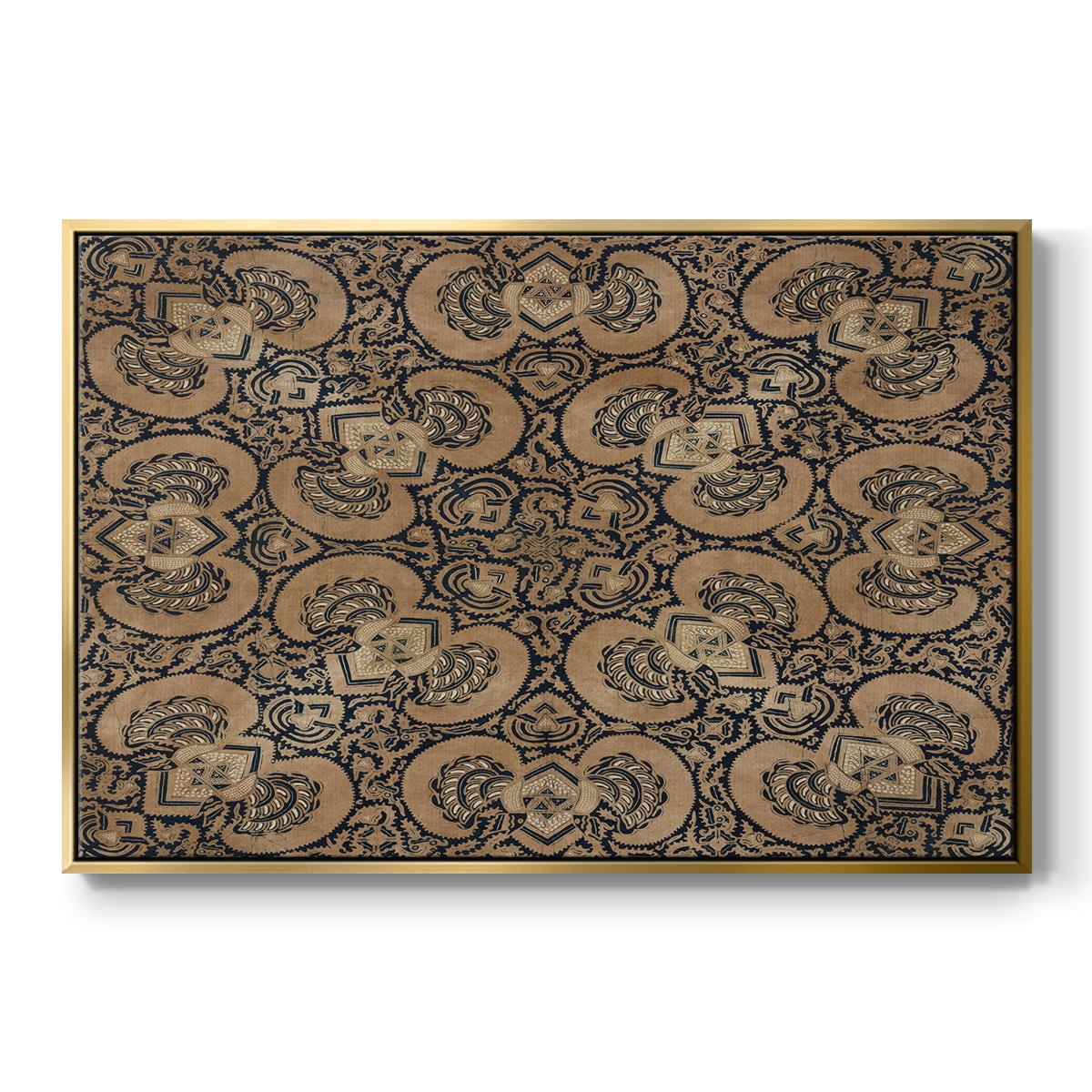 Vintage Abstract Print-III Framed in Gold Wood Gallery Wrapped Canvas 25 in. x 37 in.