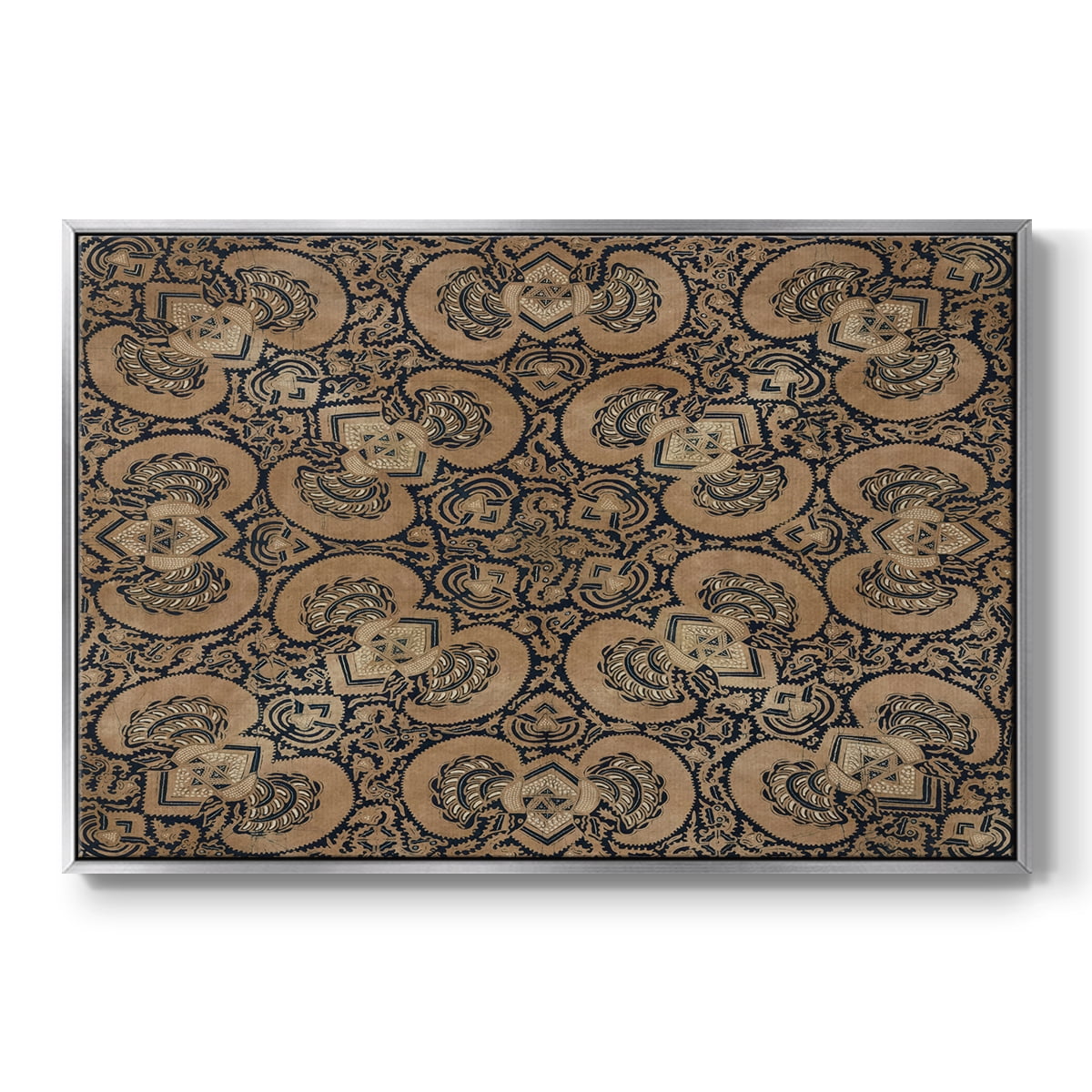 Vintage Abstract Print-III Framed in Silver Wood Gallery Wrapped Canvas 25 in. x 37 in.