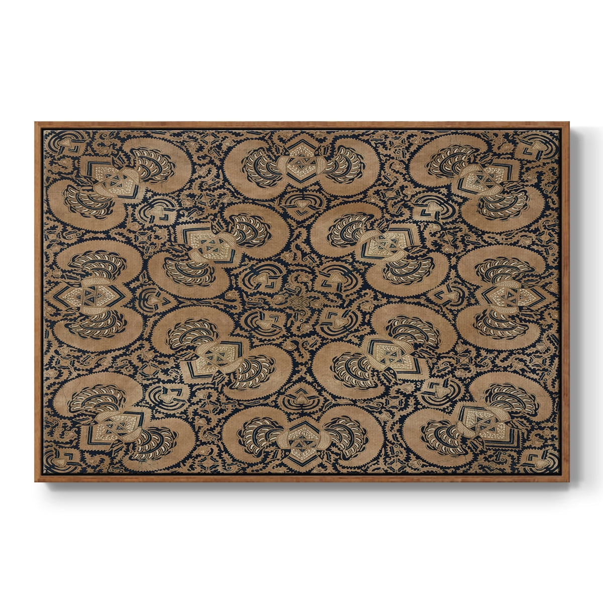Vintage Abstract Print-III Framed in Walnut Wood Gallery Wrapped Canvas 17 in. x 25 in.