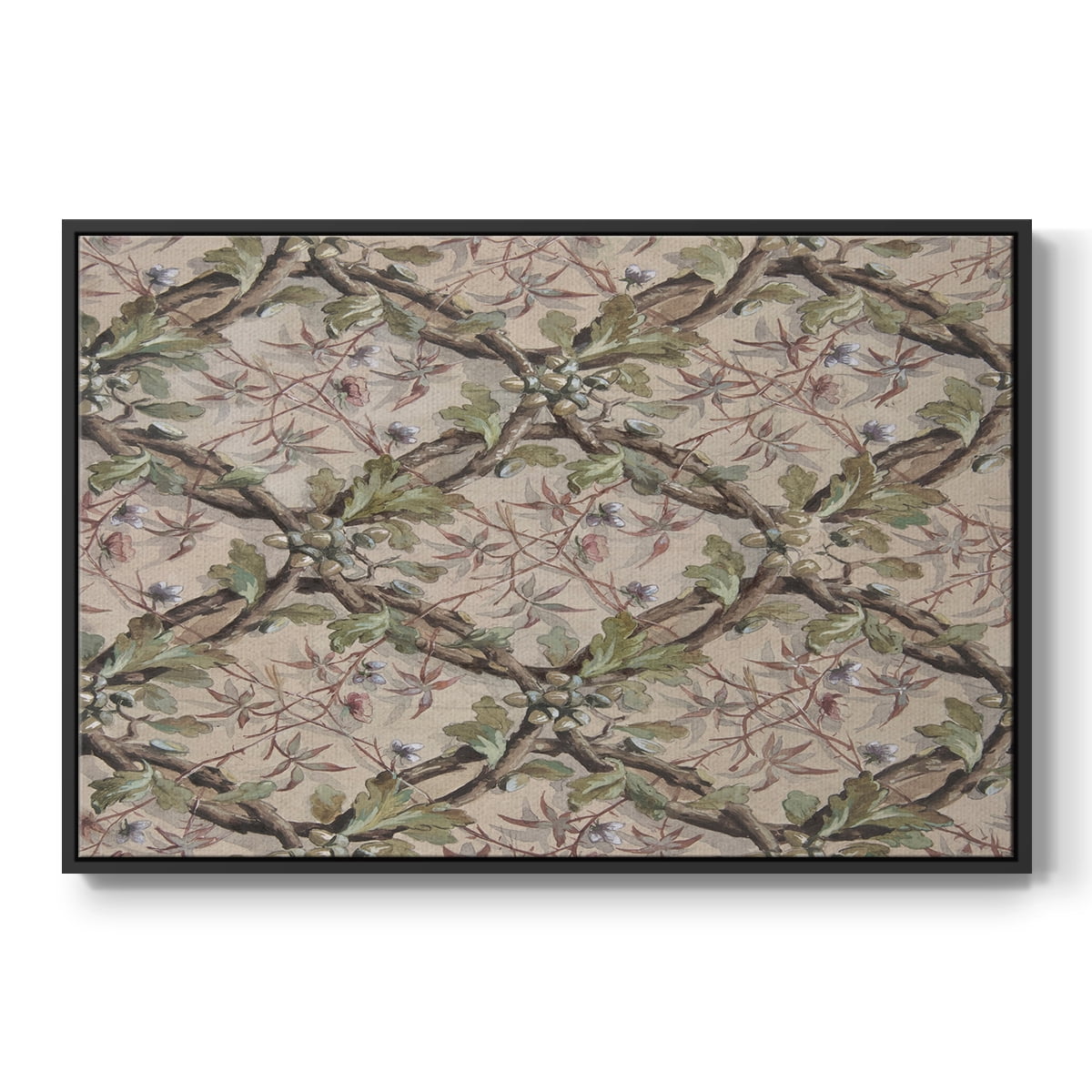 Vintage Abstract Print-IV Framed in Black Wood Gallery Wrapped Canvas 27 in. x 41 in.