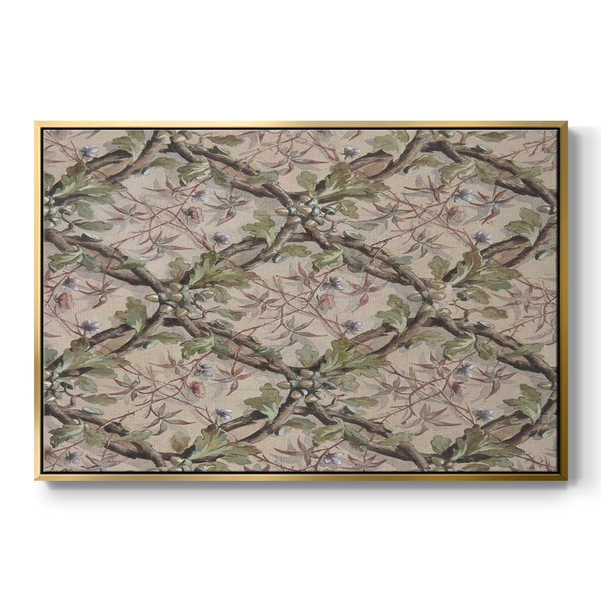 Vintage Abstract Print-IV Framed in Gold Wood Gallery Wrapped Canvas 27 in. x 41 in.