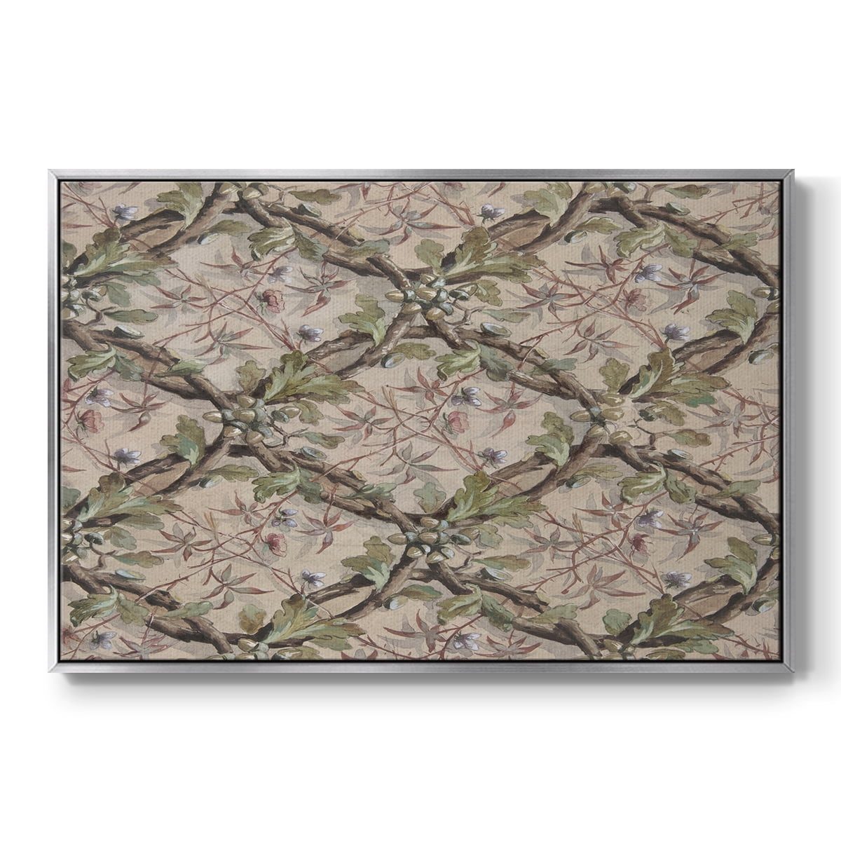 Vintage Abstract Print-IV Framed in Silver Wood Gallery Wrapped Canvas 27 in. x 41 in.