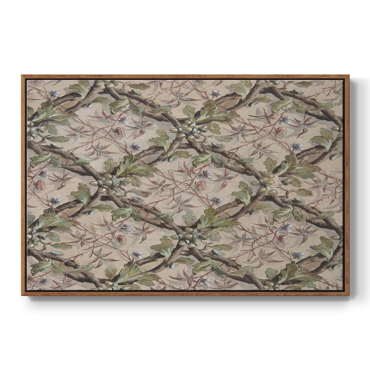 Vintage Abstract Print-IV Framed in Walnut Wood Gallery Wrapped Canvas 25 in. x 37 in.