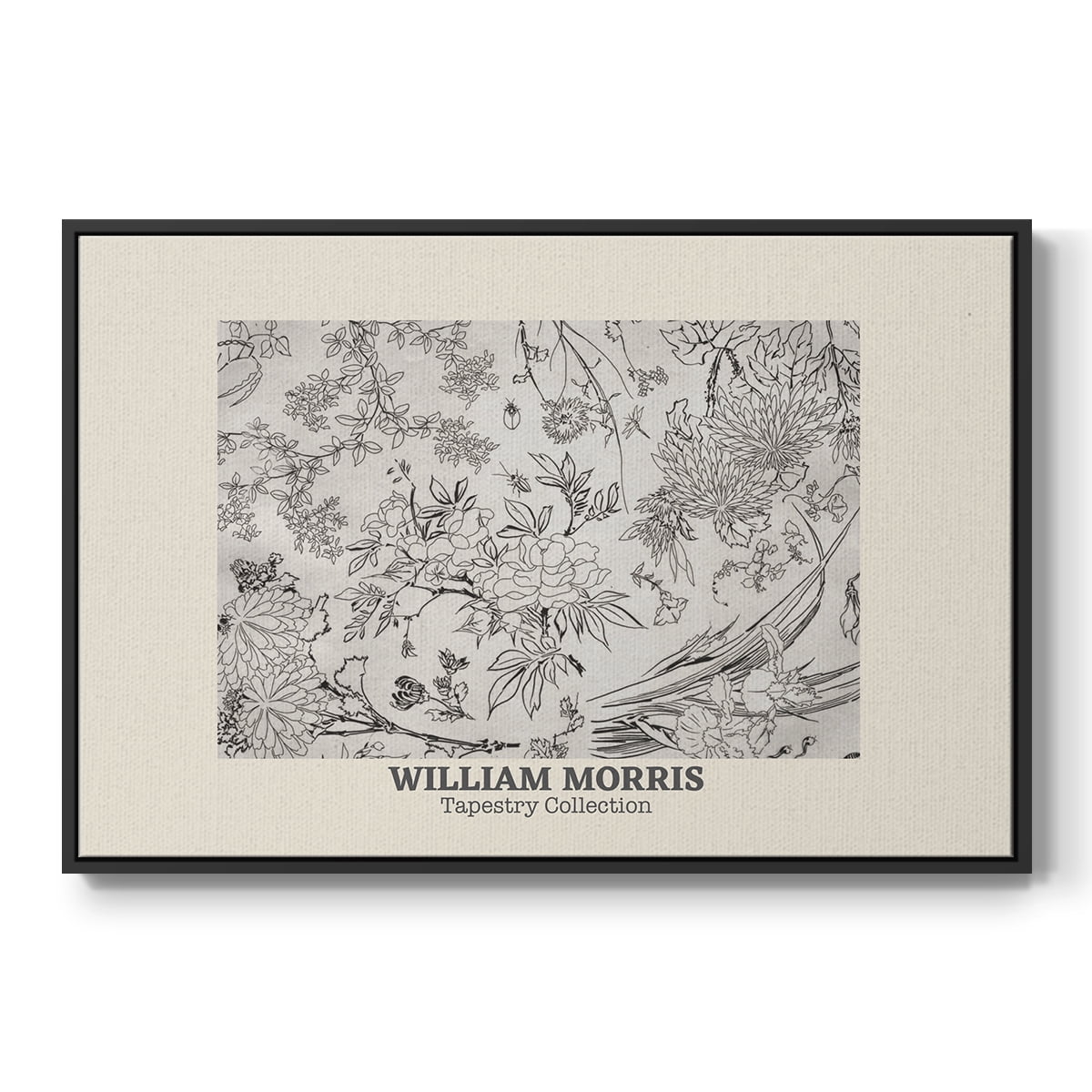 Vintage Abstract Print-LII Framed in Black Wood Gallery Wrapped Canvas 25 in. x 37 in.