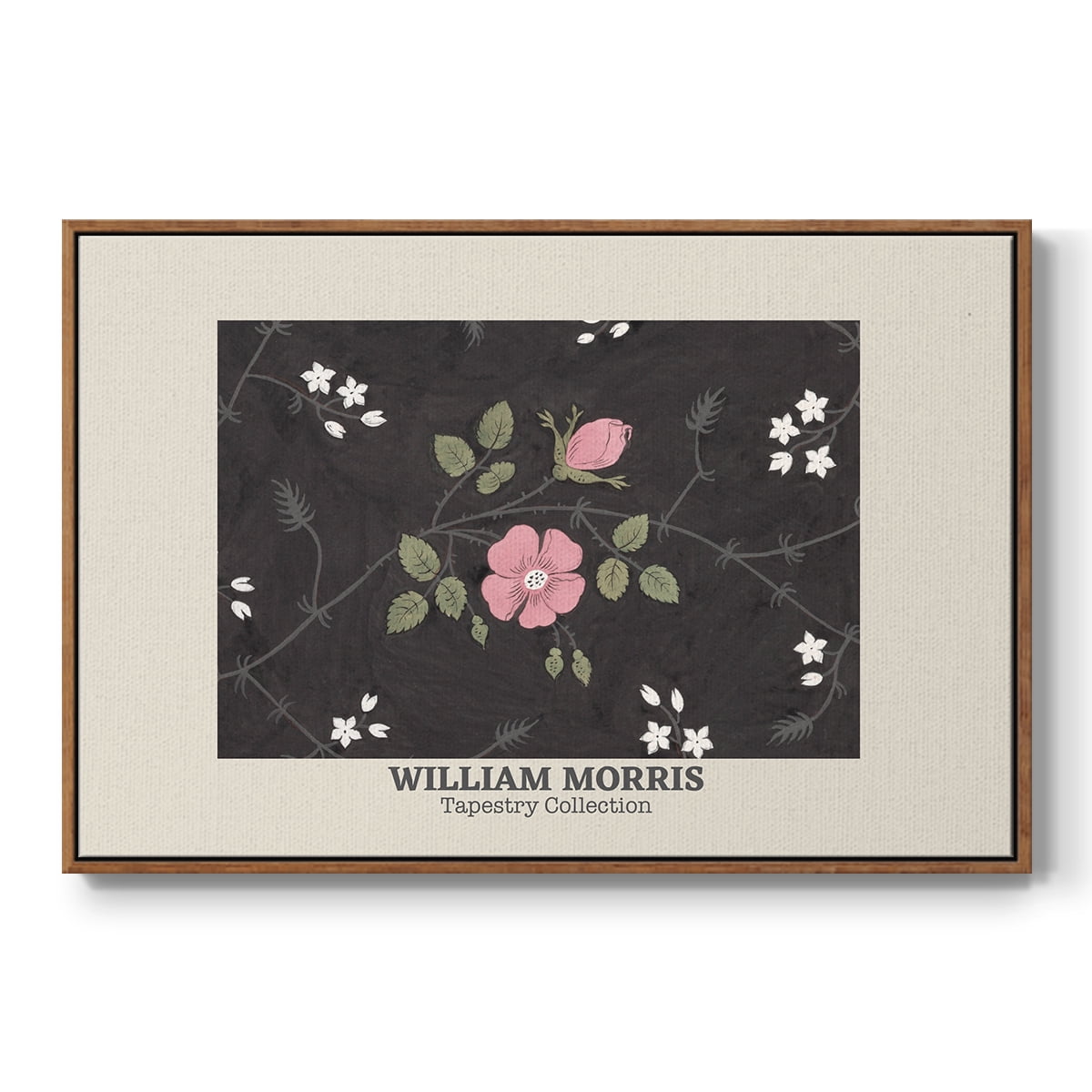 Vintage Abstract Print-LIII Framed in Walnut Wood Gallery Wrapped Canvas 27 in. x 41 in.