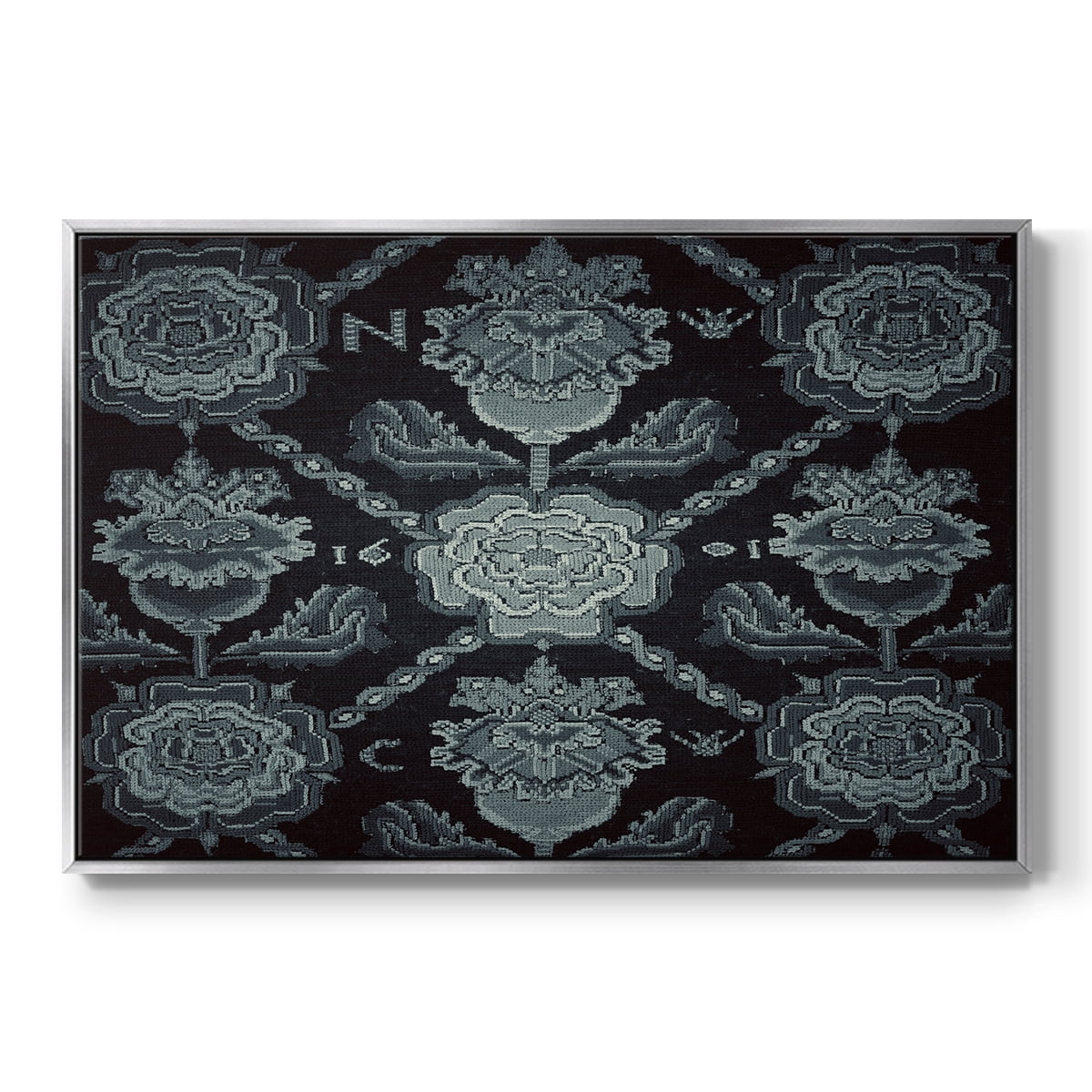 Vintage Abstract Print-LIV Framed in Silver Wood Gallery Wrapped Canvas 25 in. x 37 in.