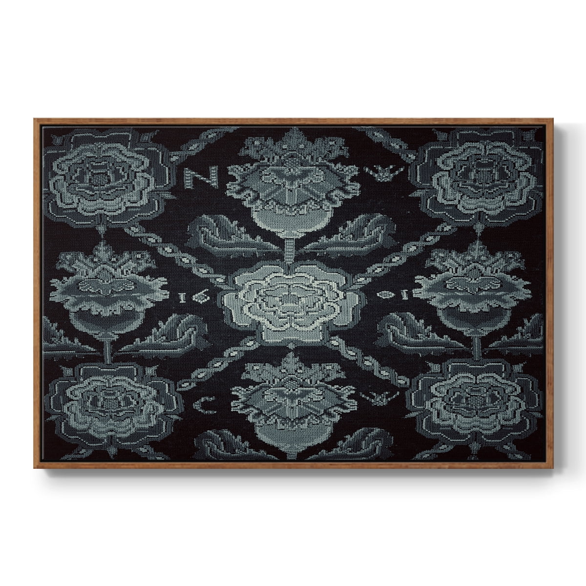 Vintage Abstract Print-LIV Framed in Walnut Wood Gallery Wrapped Canvas 17 in. x 25 in.
