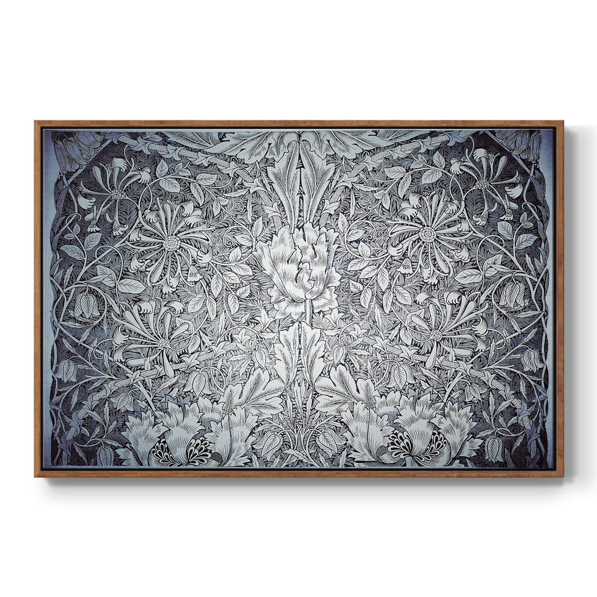 Vintage Abstract Print-LV Framed in Walnut Wood Gallery Wrapped Canvas 17 in. x 25 in.