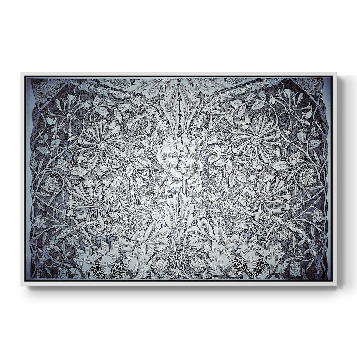 Vintage Abstract Print-LV Framed in White Wood Gallery Wrapped Canvas 25 in. x 37 in.