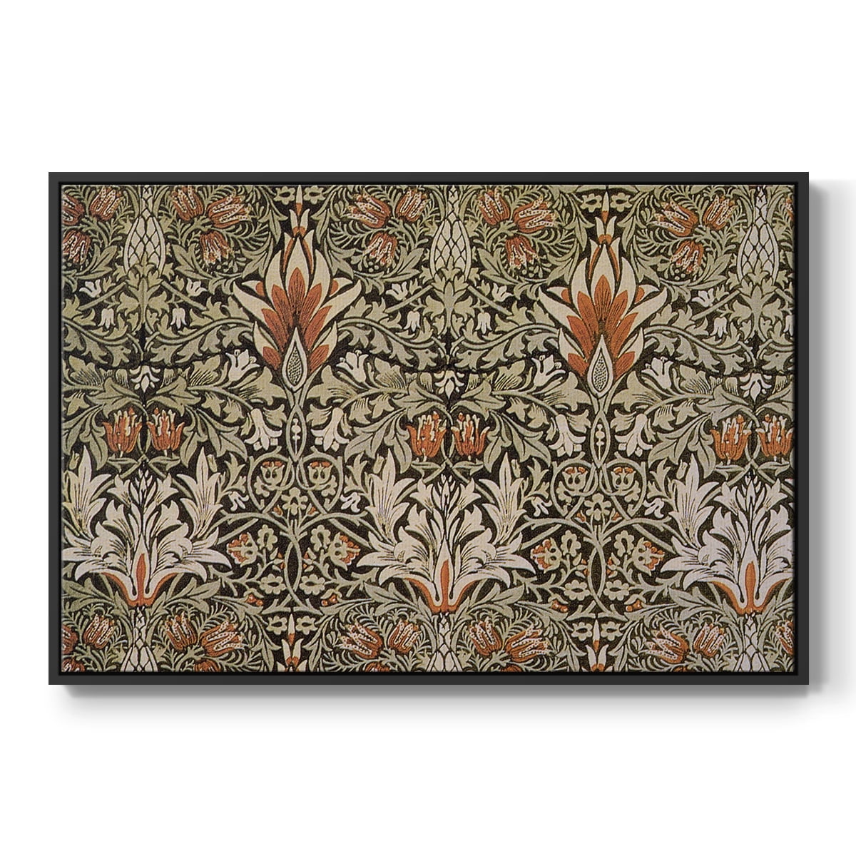 Vintage Abstract Print-LVI Framed in Black Wood Gallery Wrapped Canvas 25 in. x 37 in.