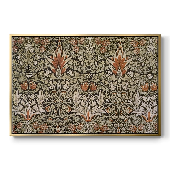 Vintage Abstract Print-LVI Framed in Gold Wood Gallery Wrapped Canvas 27 in. x 41 in.