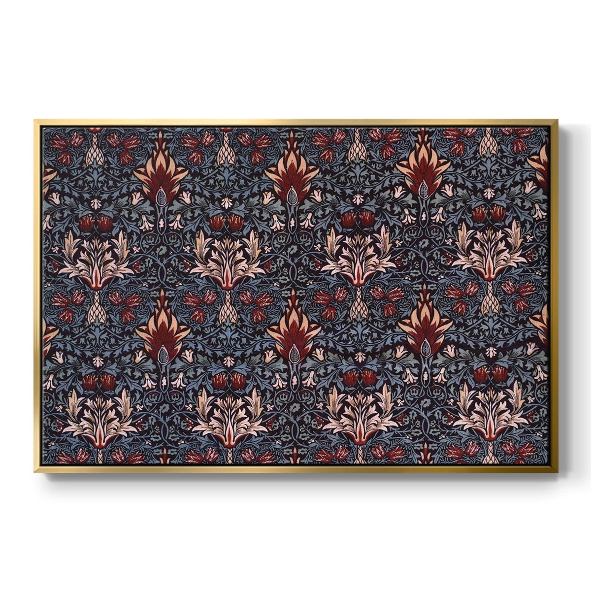 Vintage Abstract Print-LVII Framed in Gold Wood Gallery Wrapped Canvas 27 in. x 41 in.