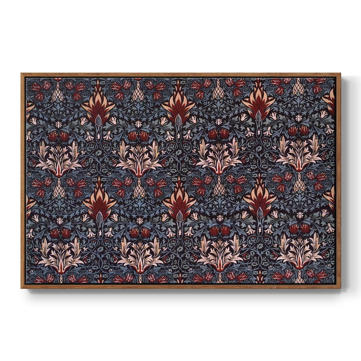 Vintage Abstract Print-LVII Framed in Walnut Wood Gallery Wrapped Canvas 27 in. x 41 in.