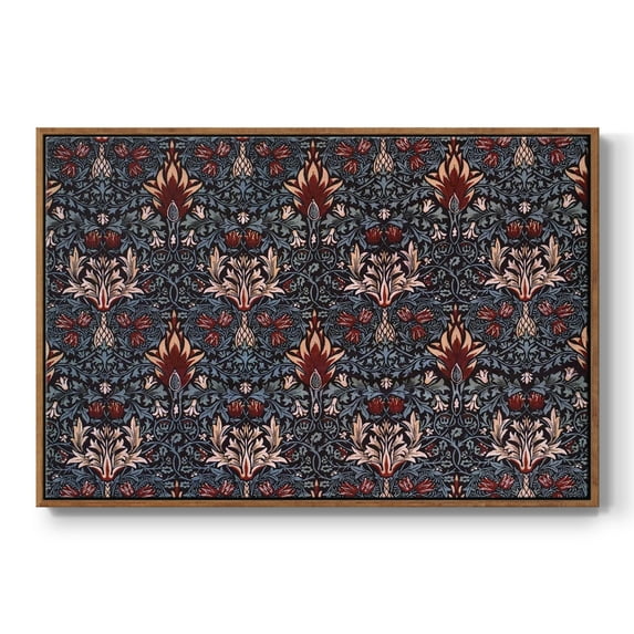 Vintage Abstract Print-LVII Framed in Walnut Wood Gallery Wrapped Canvas 27 in. x 41 in.