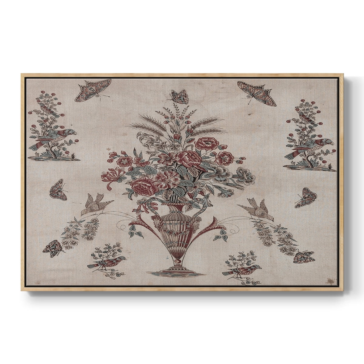 Vintage Abstract Print-V Framed in Natural Wood Wood Gallery Wrapped Canvas 17 in. x 25 in.
