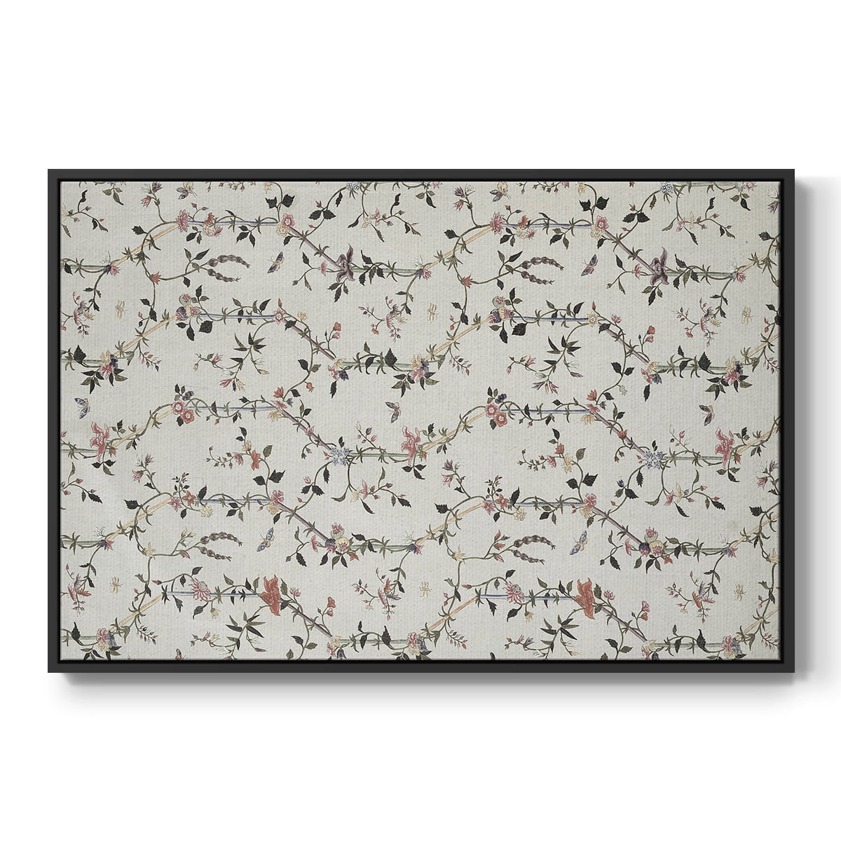 Vintage Abstract Print-VI Framed in Black Wood Gallery Wrapped Canvas 27 in. x 41 in.