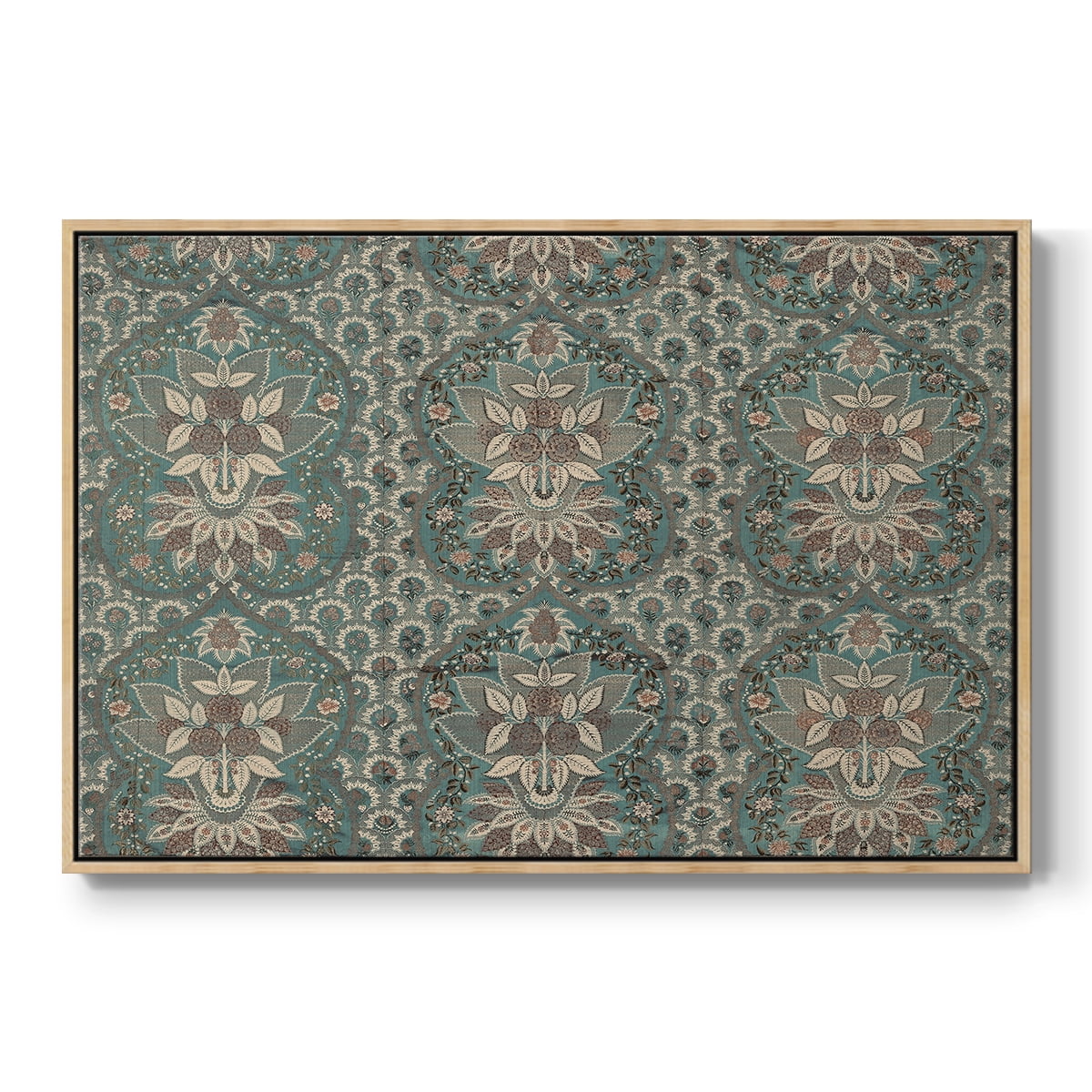 Vintage Abstract Print-X Framed in Walnut Wood Gallery Wrapped Canvas 25 in. x 37 in.